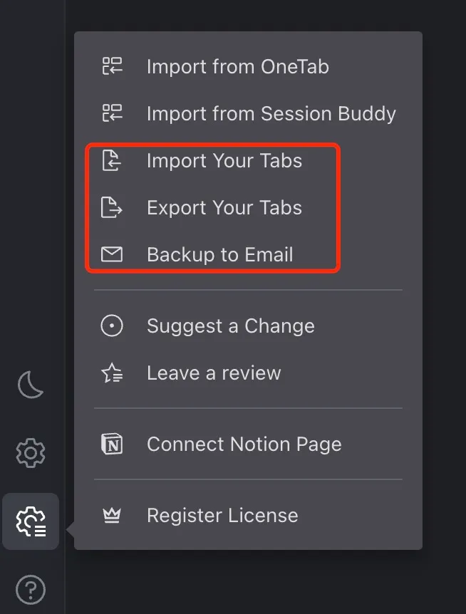 Export data to email for backup