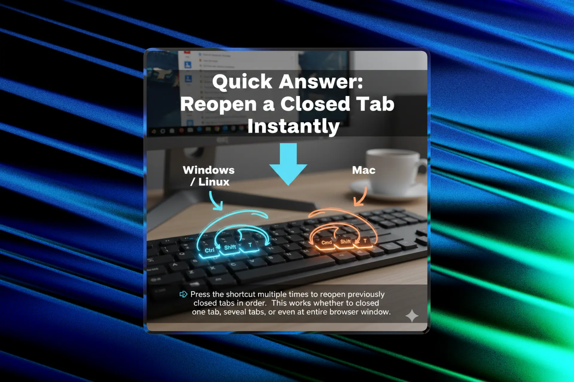 how to reopen closed tab chrome shortcut