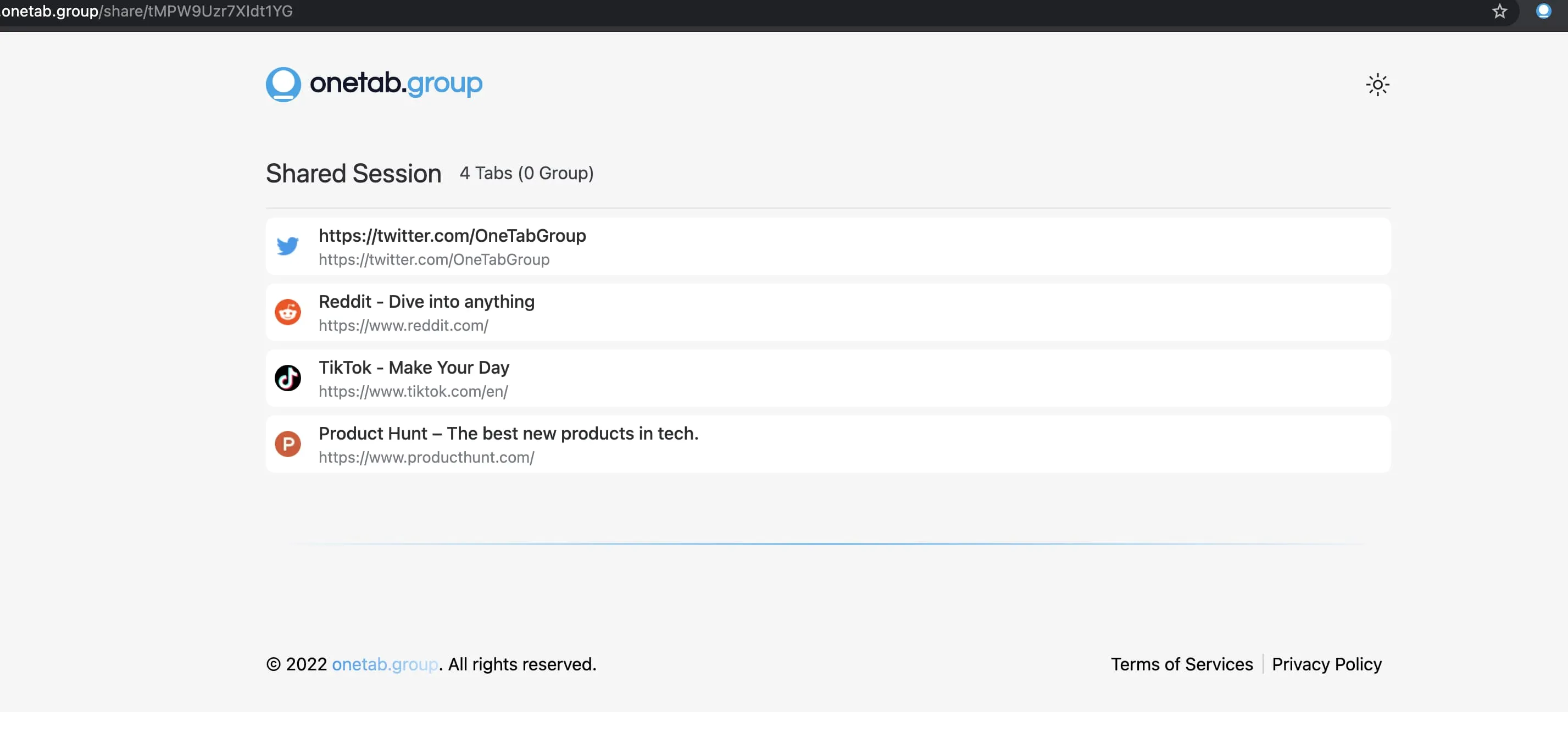 View shared session via web link